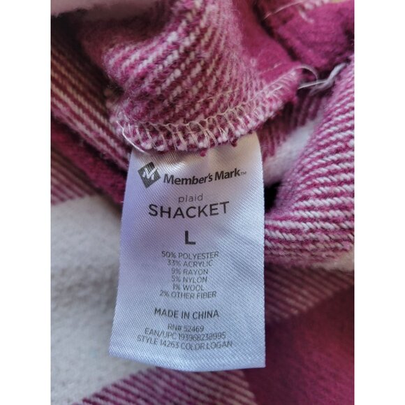 Member's Mark Button Front Plaid Shacket Size L Crimson Causal Fall/Winter - Picture 12 of 12